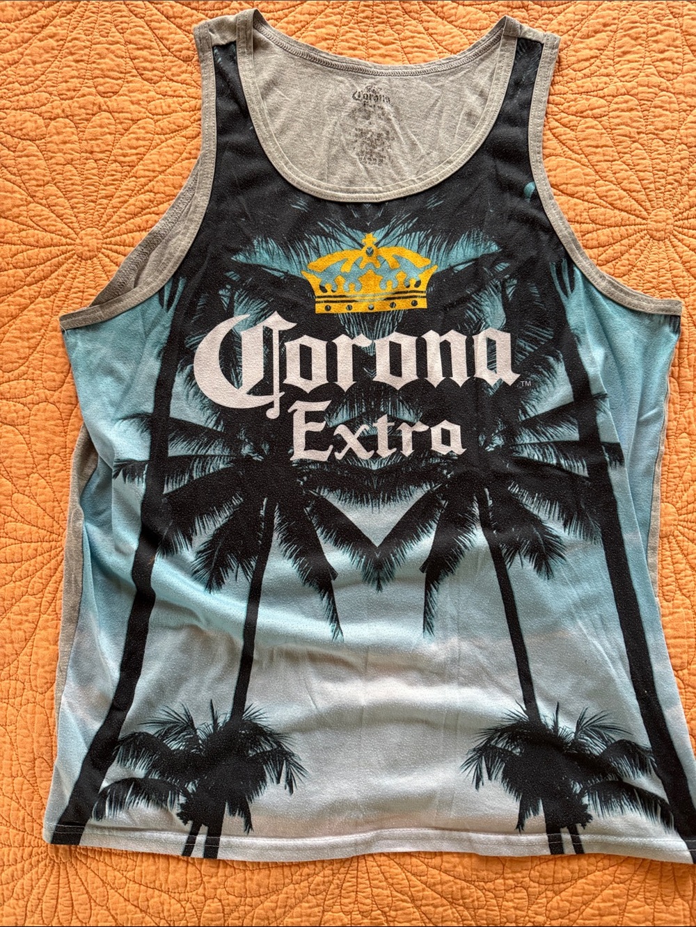 Corona Extra Palm Tree Graphic Tank - Blue & Black
